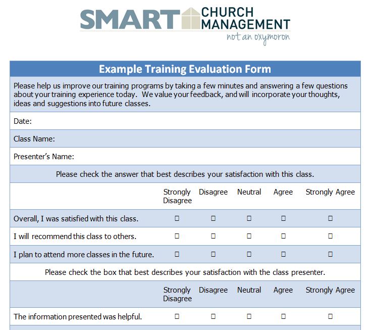 Training Evaluation Form Jpg Smart Church Management