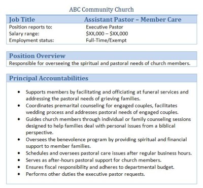 45  Free Downloadable Sample Church Job Descriptions