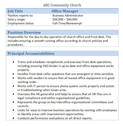 office manager job description resume