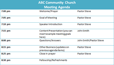 Sample Prayer Conference Program